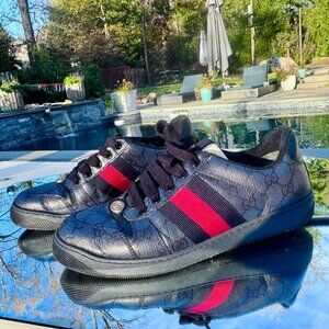 Gucci Navy/Black GG Canvas Low-Top Sneakers